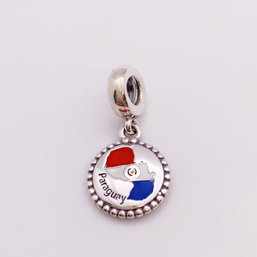 Pandora Paraguay Flag Map Exclusive Charm Pendant